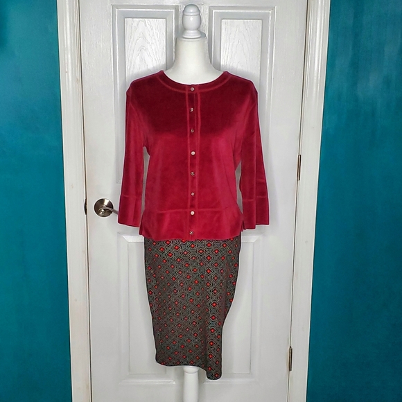 J. Jill Velvet Cardigan Top  Burgundy Mixed Buttons Small - Picture 14 of 14